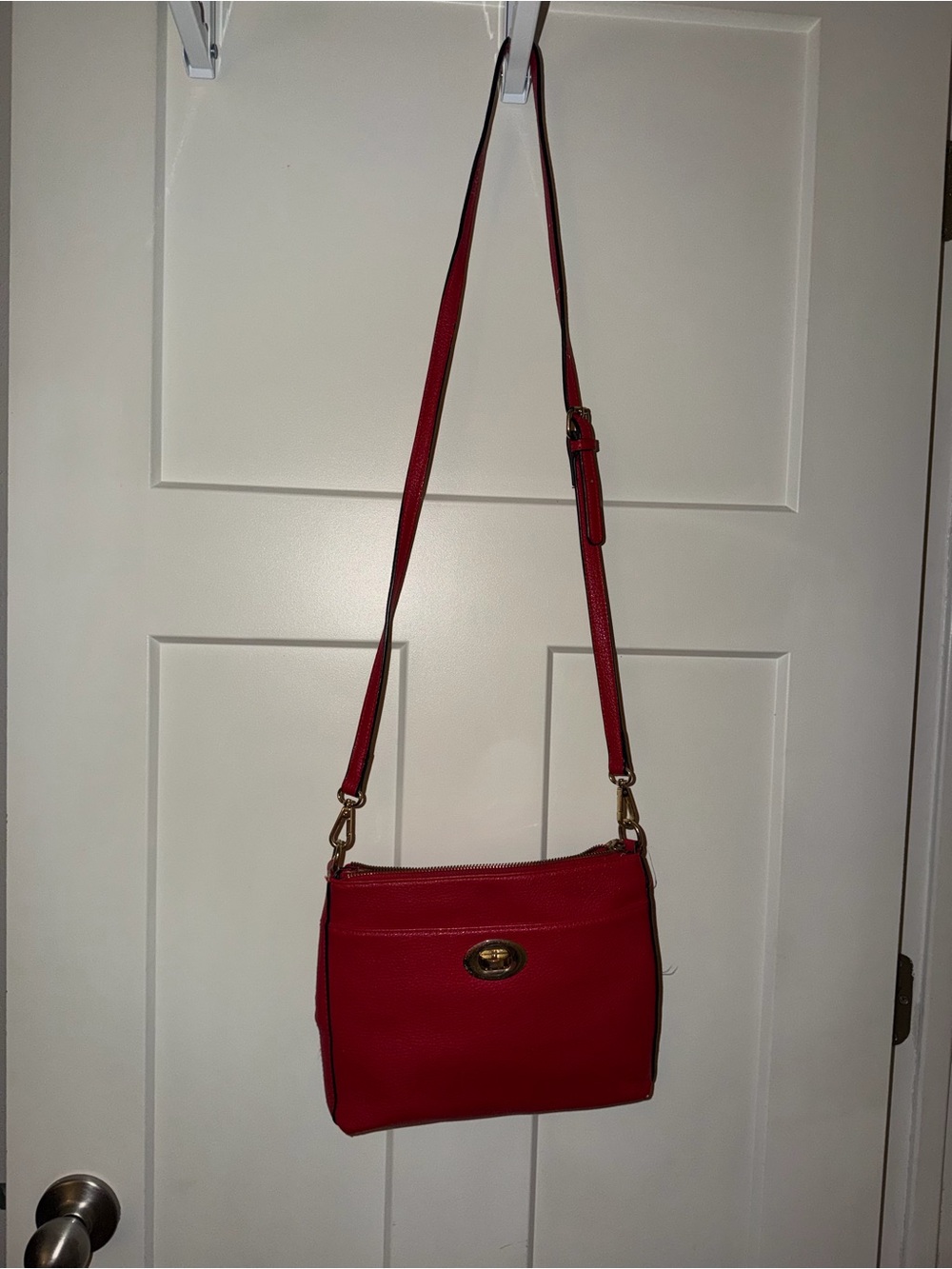 Charming Charlie Red Crossbody Bag with Gold Hardware